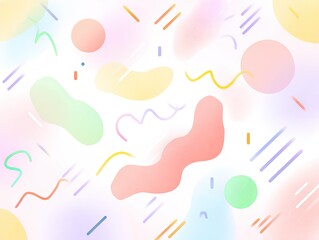 Pastel abstract shapes and lines on a white background.  Soft color gradients create a playful and whimsical pattern