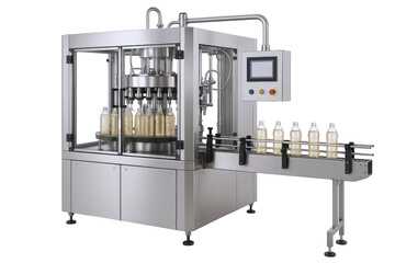 Automated Beverage Bottling Machine with Conveyor System and Touchscreen Control for High-Volume Production