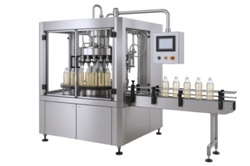 Automated Beverage Bottling Machine with Conveyor System and Touchscreen Control for High-Volume Production