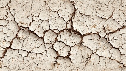 Cracked, light beige surface.  Deep fissures