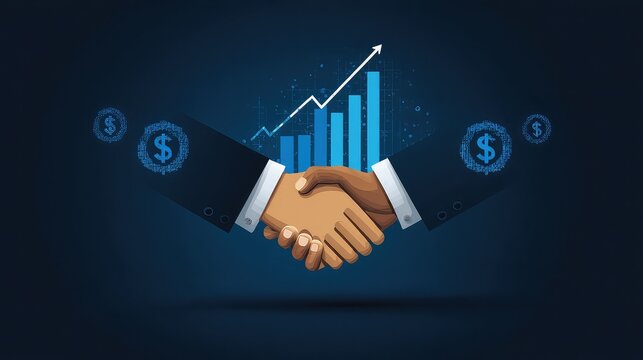 Secure a thriving future with this powerful handshake symbolizing lucrative business growth and financial success, inspiring confidence and partnership. - Powered by Adobe