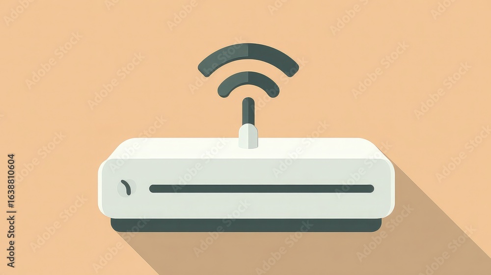 Poster sleek modern wi-fi router broadcasting a strong wireless signal, perfect for tech concepts and conne