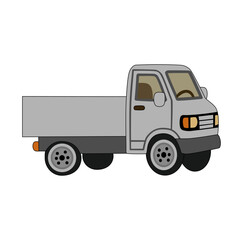 Cartoon Side View Mini Truck Simple Logo Design Icon Digital