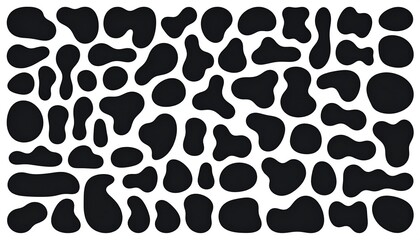 Abstract pattern of various-sized, organic black shapes on a white background