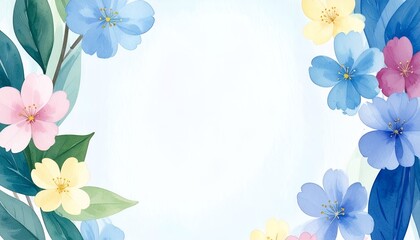 水彩風パステルフローラルボーダーフレーム