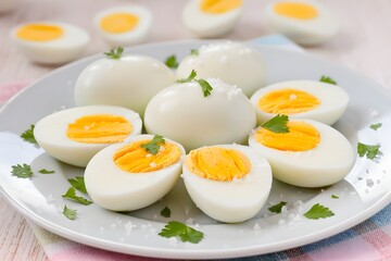 boiled egg on white plate