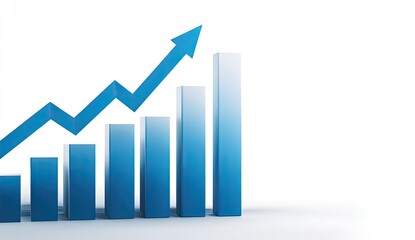 Growth chart, blue bars, upward trend