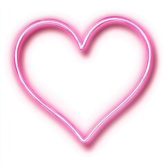 Pink neon heart shape outline