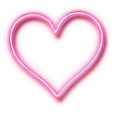 Naklejki Pink neon heart shape outline