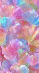 Fototapeta premium Abstract close-up of multicolored, textured flower petals. Soft pastel shades of pink, blue, and yellow create a vibrant, dreamlike aesthetic. 