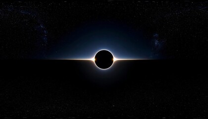 A total solar eclipse viewed from space, showcasing the sun's corona and the dark silhouette of the moon against a starry backdrop
