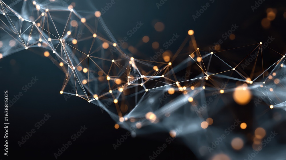 Poster dynamic network connections glowing with futuristic data visualization, perfect for technology, scie