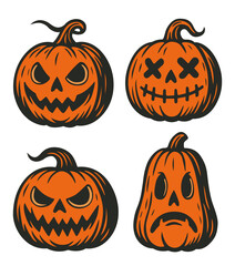Jack o with different scary expressions