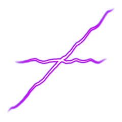 Purple electric lightning cross effect with transparent background
