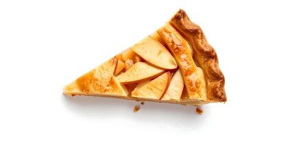 Apple pie slice on white
