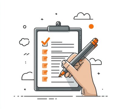 Hand checking items on a clipboard (1)