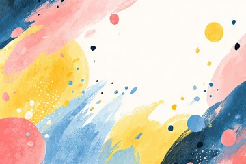 Abstract painted shapes, bright colors, soft edges, on white background