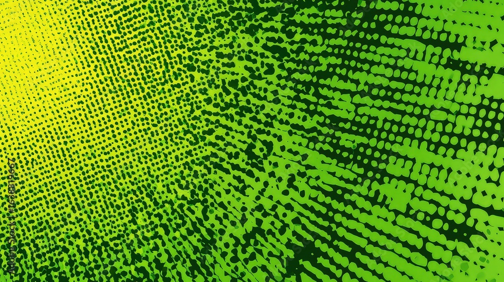 Poster vibrant abstract gradient pattern with dynamic dot texture and energetic green yellow color transiti