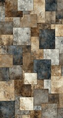 Abstract pattern of interlocking rectangular tiles in shades of brown, gray, and beige