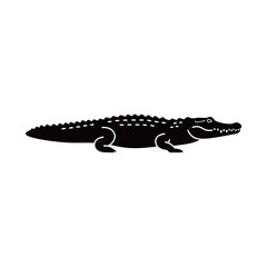 silhouette image of a crocodile with a transparent background