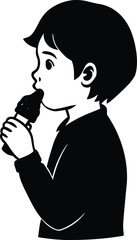 child eating ice cream on white background.eps