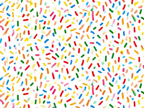 Colorful confetti sprinkles pattern on white