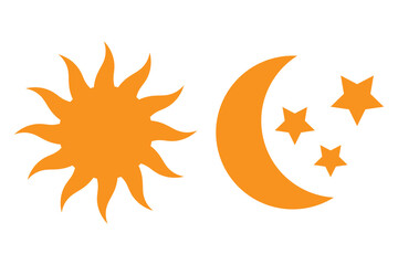Set of time of the day icons. Sunset, sun, moon icons. Vector illustration