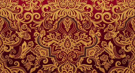 Luxurious Sido Mukti Batik with Gold and Crimson Background