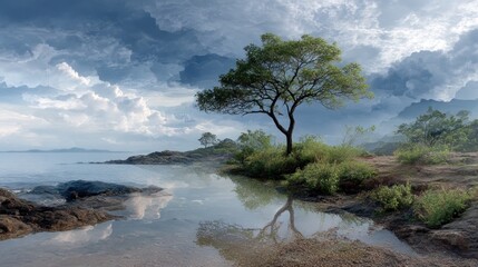 Tranquil coastal landscape