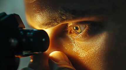Eye Examination with Medical Instrument Closeup Ophthalmology Check