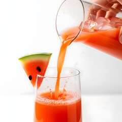 Vibrant Watermelon Juice Pouring into a Glass 
