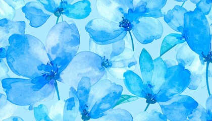 Elegant Blue Floral Watercolor Pattern