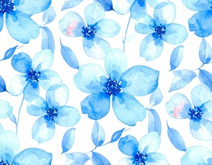 Elegant Blue Floral Watercolor Pattern