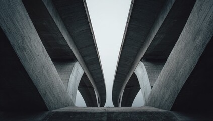 Beneath a concrete highway overpass
