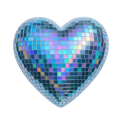 Heart-Shaped Disco Ball Reflecting Vibrant Blue, Purple, and Teal Light Effects
