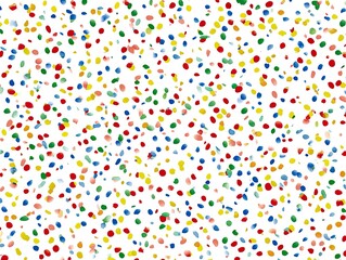 Colorful confetti scattered on white background