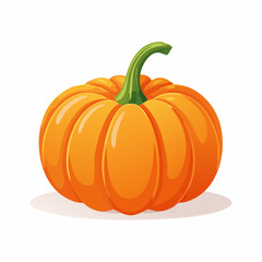 Vector illustration of autumn pumpkin, vibrant orange color, simple flat design, isolated on white background