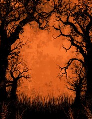 sunset in the forest