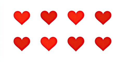 Nine red heart shapes arranged in a grid