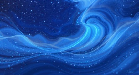 Abstract Blue Waves and Stars Background