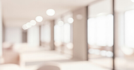 Blurred office interior with glass walls and a neutral color palette, reflecting modern professionalism and an open, airy workspace ideal for productivity and collaboration.