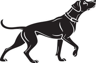 Black Dog Silhouette Walking Profile with Collar vector