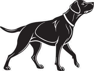 Black Dog Silhouette in Motion Profile with Collar