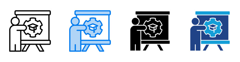 training icon set multiple style collection