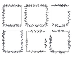 Six square frames with simple leaf designs