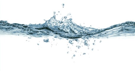 Water waves with splashes on white background