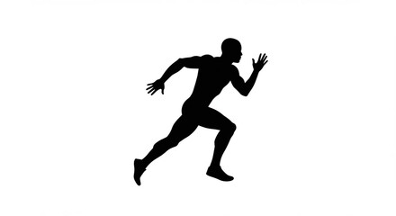 vector man silhouette front view of sprinter running as winner. black isolated on white