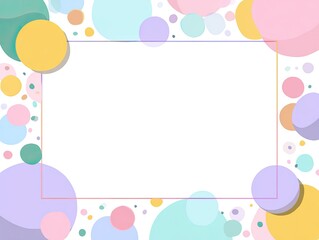 Colorful circles frame a blank space