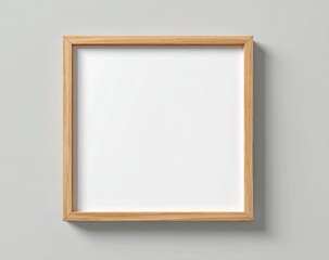 Empty light beige wooden picture frame against a neutral background