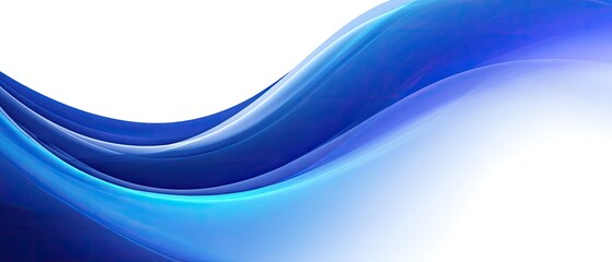 Abstract fluid design with flowing blue waves against white